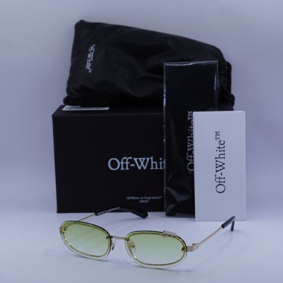 Off-White Accessories - Off-White OERI13M MIAMI 7652 Oval Sunglasses – Gold/Green Gradient